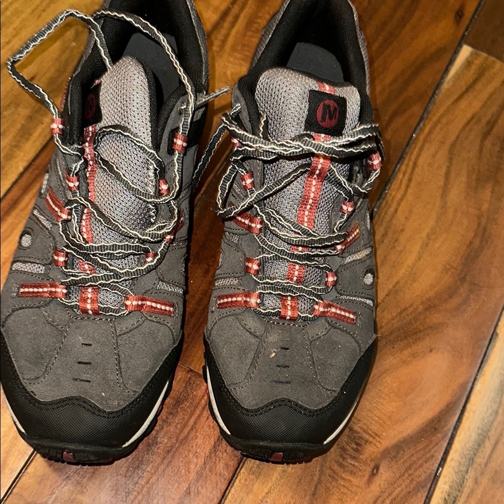 Men's Gray and Red Hiking Shoes